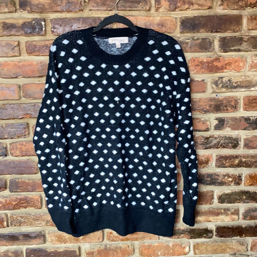 Philosophy Black White Geometric Knit Crew Neck Pullover Sweater Women's Medium